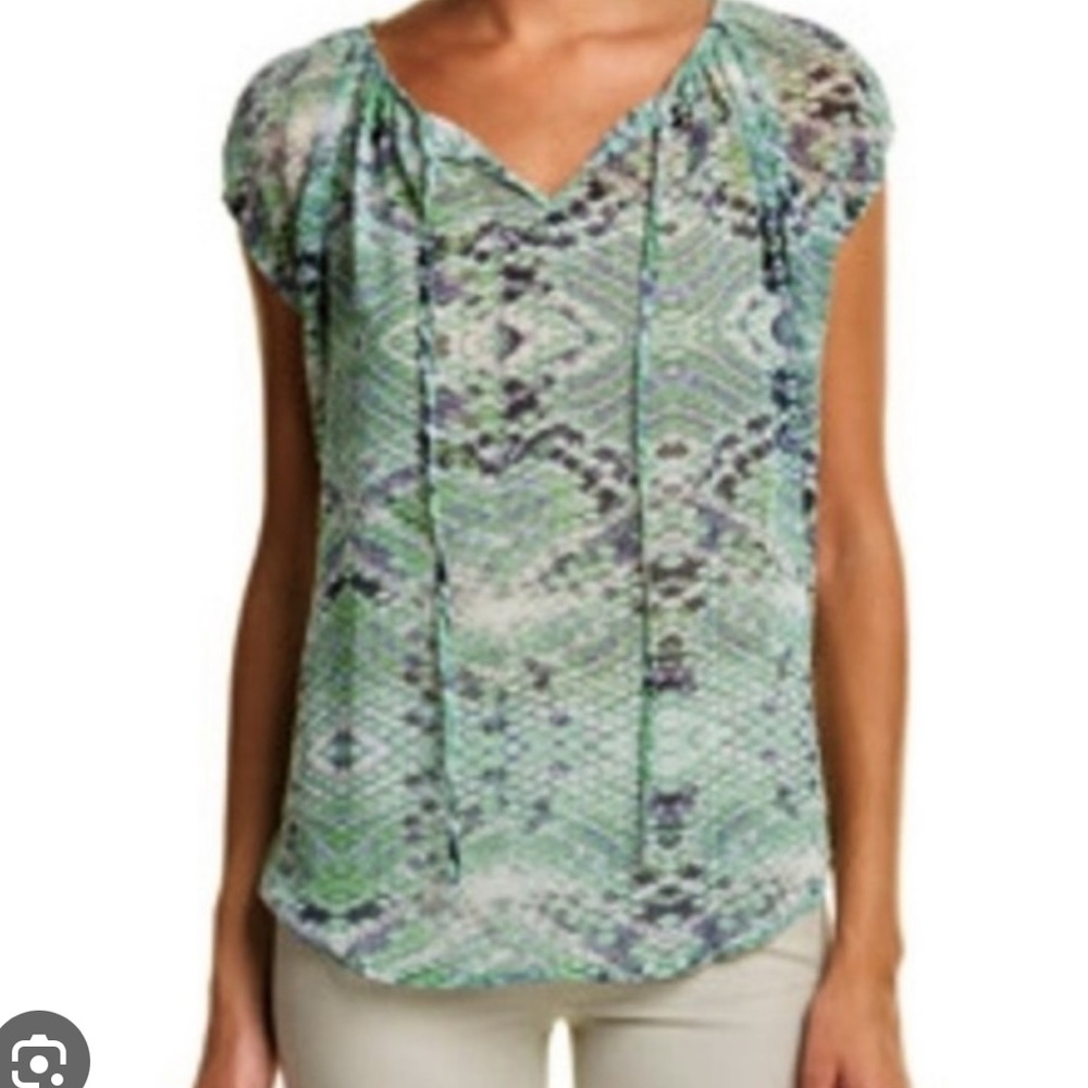 CAbi Darby Snake Skin Pattern Sheer Blouse Size M